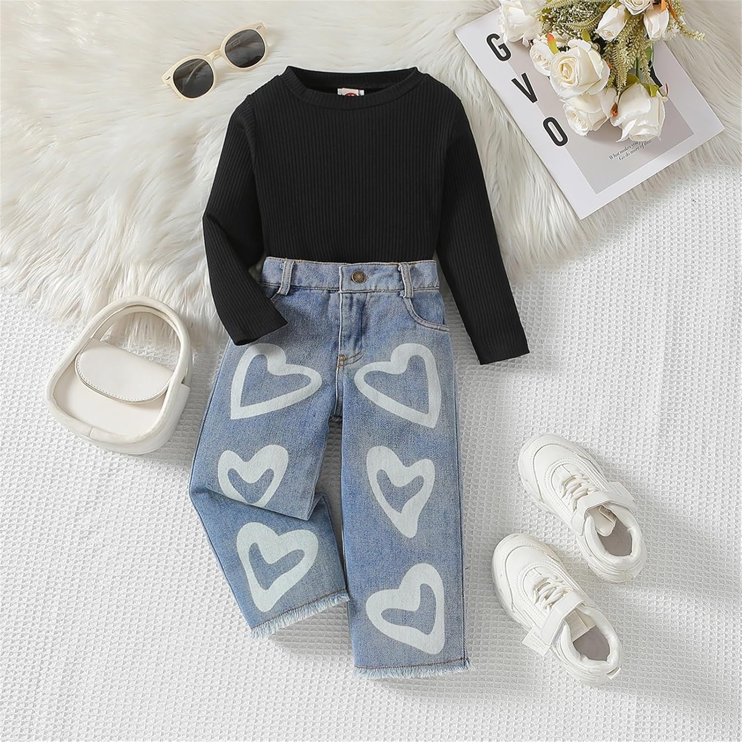 Adorable Denim Hearts Outfit